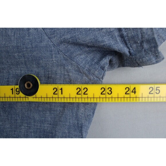 Vintage Erin London Linen Blend Button Up Shirt Size Large Blue Preppy Women - Picture 5 of 16